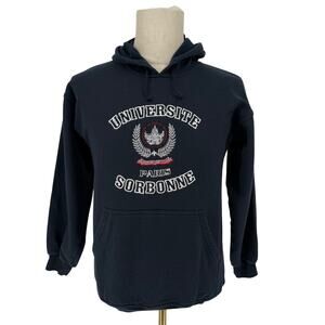Universite Paris Sorbonne Embroidered Basic Hoodie Navy Blue Men's S Collegiate